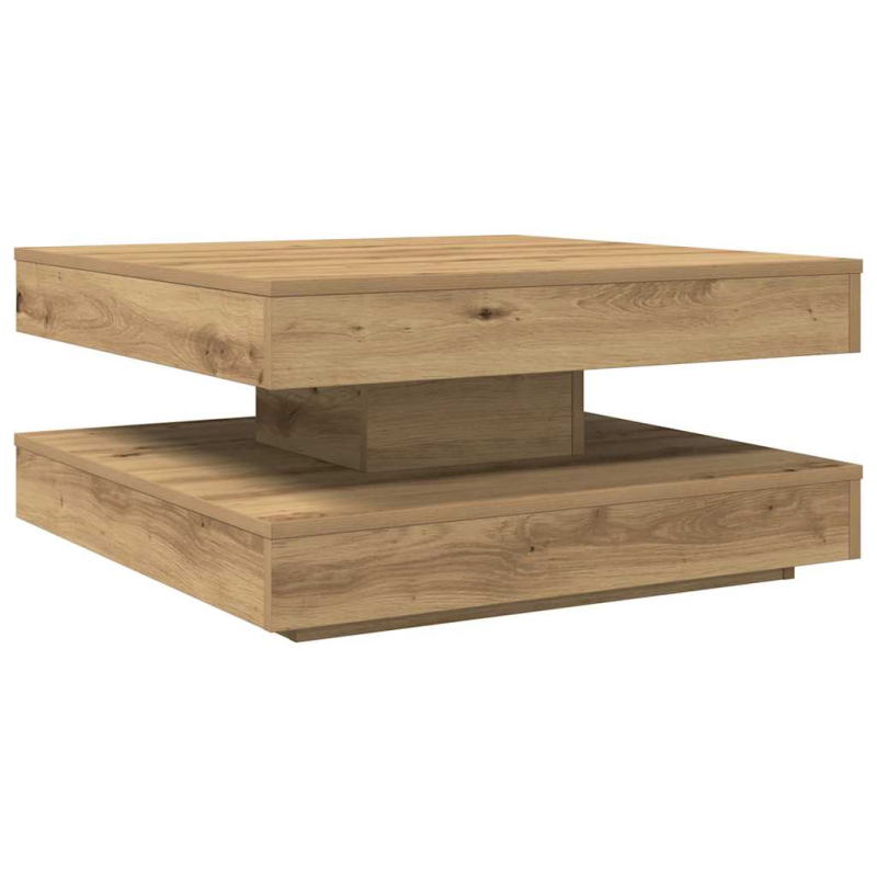 Couchtisch 360-Grad Drehbar Artisan-Eiche 70x70x34,5 cm
