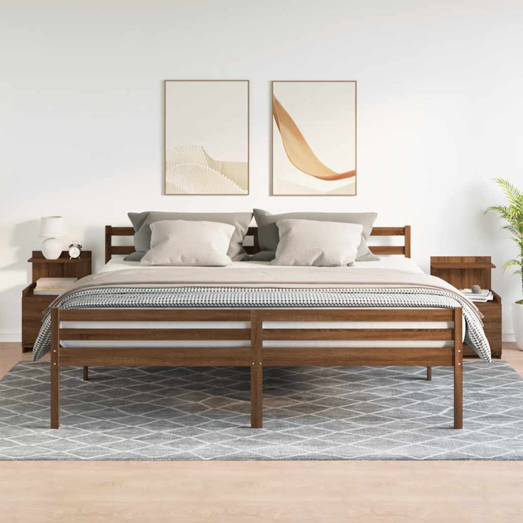 Nachttische 2 Stk. mit 2 Schubladen Braun Eiche 40x36,5x62 cm