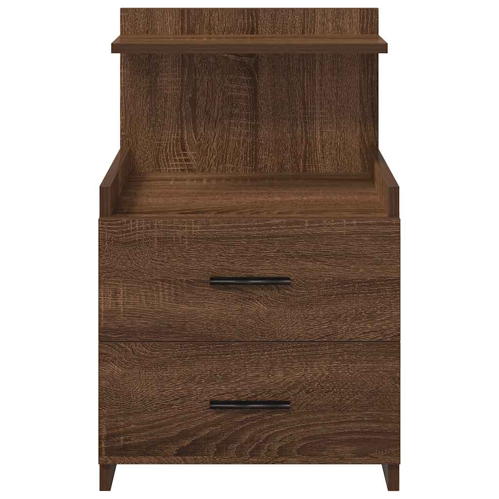 Nachttische 2 Stk. mit 2 Schubladen Braun Eiche 40x36,5x62 cm