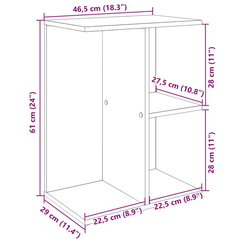 Nachttisch Altholz-Optik 46,5x29x61 cm Holzwerkstoff