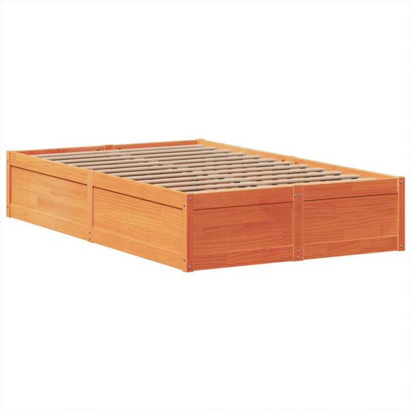 Massivholzbett ohne Matratze Wachsbraun 120x190 cm Kiefernholz