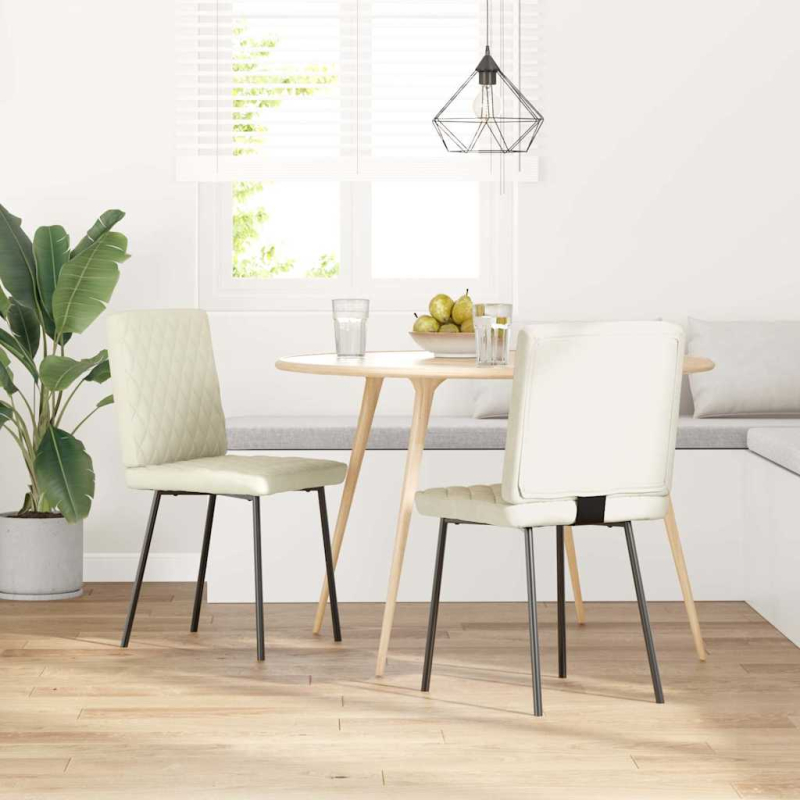 Esszimmerstühle 2 Stk. Creme Samt