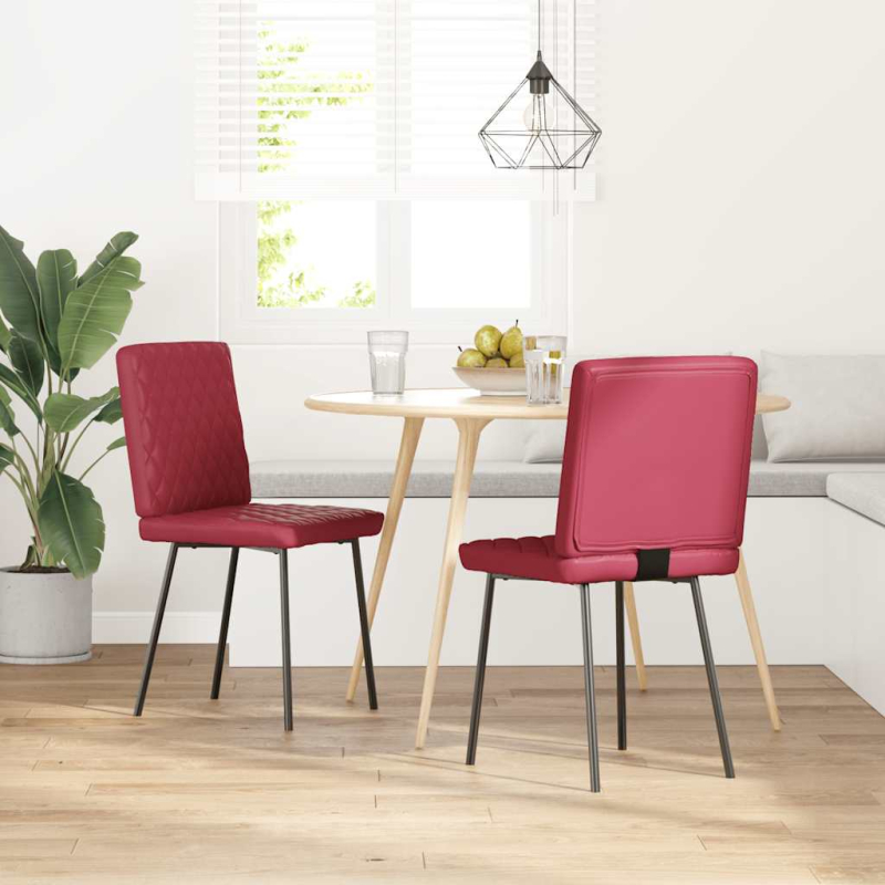 Esszimmerstühle 2 Stk. Weinrot Kunstleder