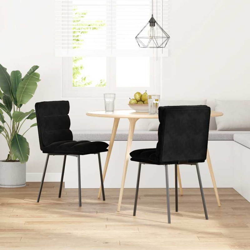 Esszimmerstühle 2 Stk. Schwarz Samt