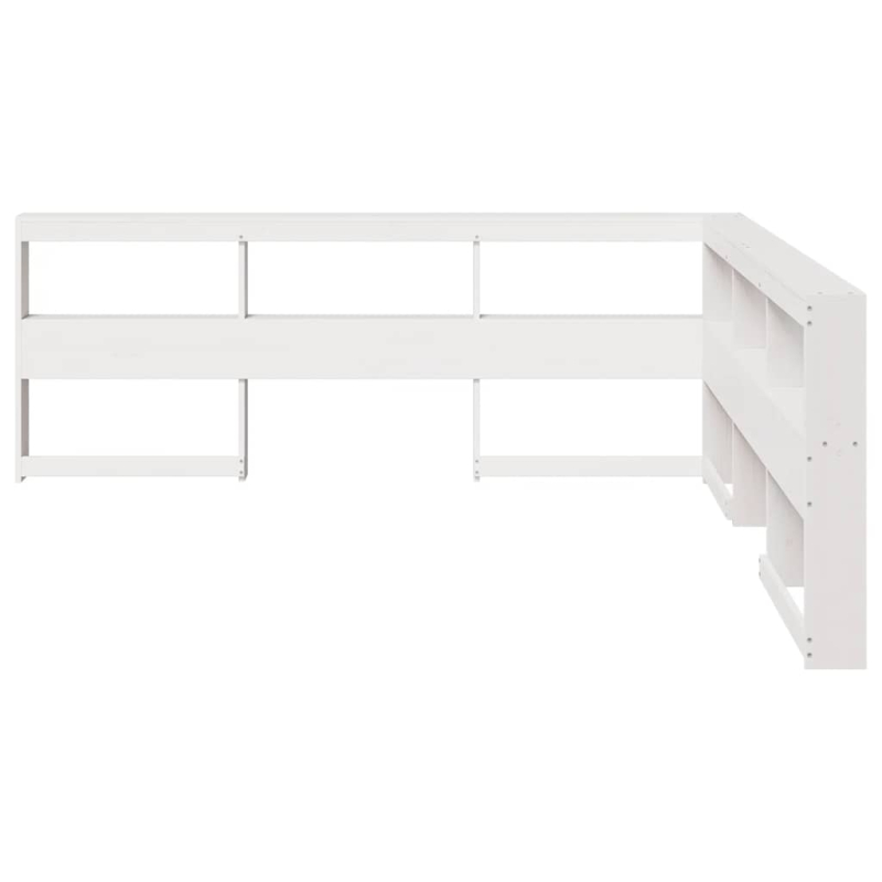 Kopfteil mit Bücherregal L-Form Weiß 180 cm Massivholz Kiefer