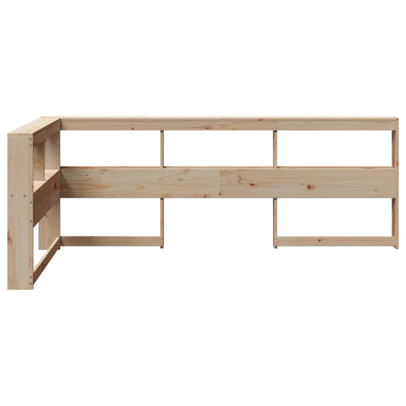 Kopfteil mit Bücherregal L-Form 80 cm Massivholz Kiefer