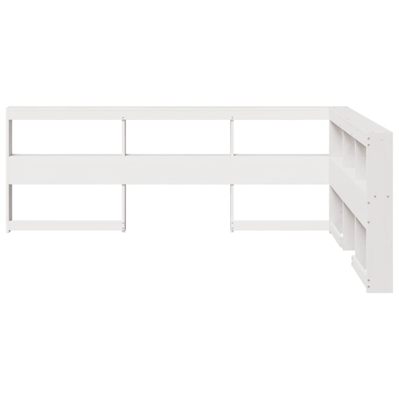 Kopfteil mit Bücherregal L-Form Weiß 140 cm Massivholz Kiefer