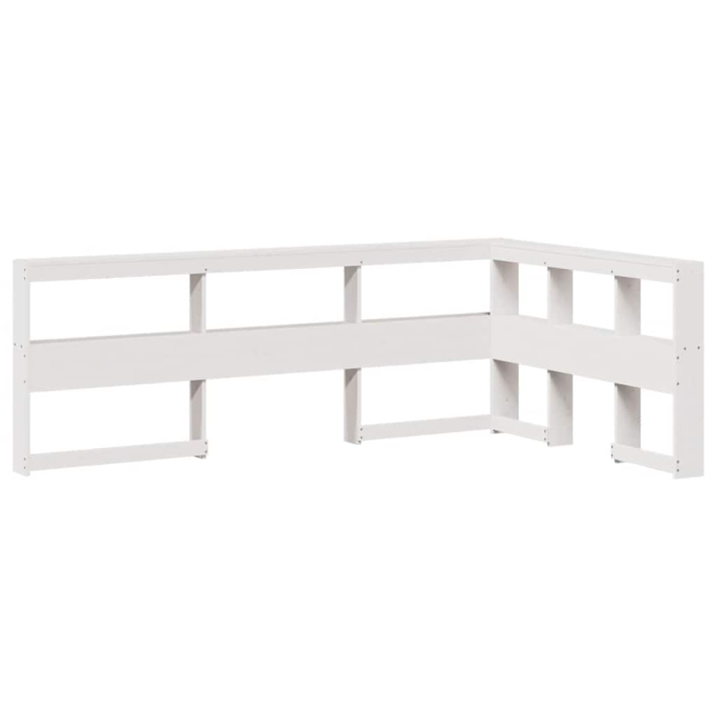 Kopfteil mit Bücherregal L-Form Weiß 120 cm Massivholz Kiefer