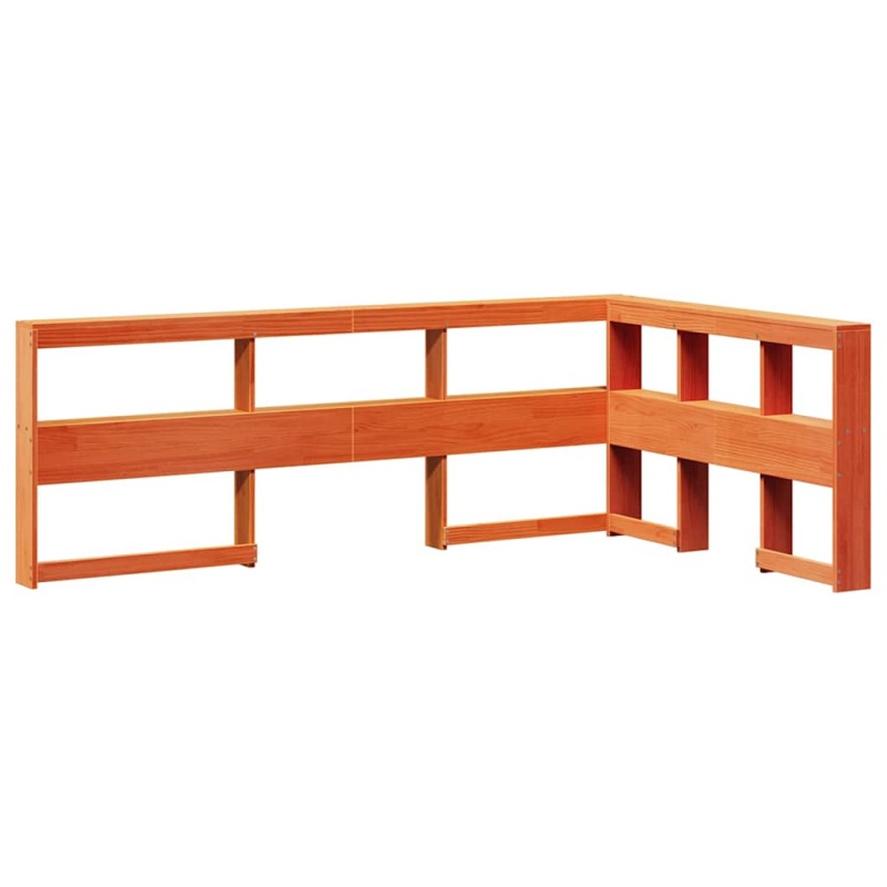 Kopfteil mit Bücherregal L-Form Wachsbraun 120 cm Massivholz