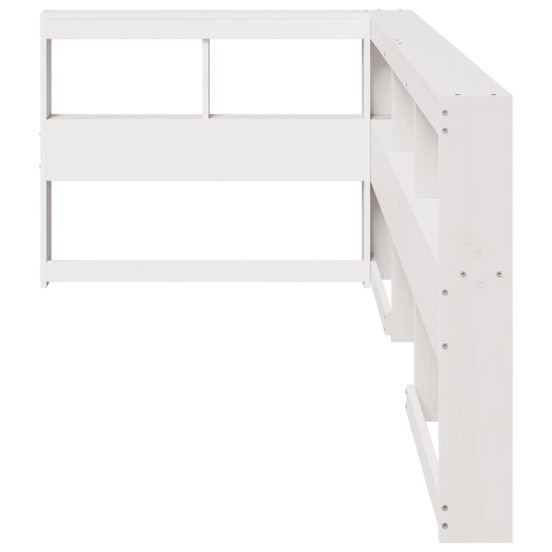 Kopfteil mit Bücherregal L-Form Weiß 90 cm Massivholz Kiefer