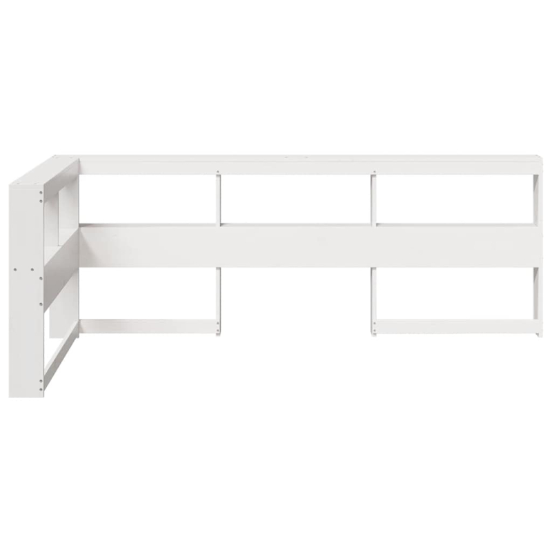 Kopfteil mit Bücherregal L-Form Weiß 90 cm Massivholz Kiefer