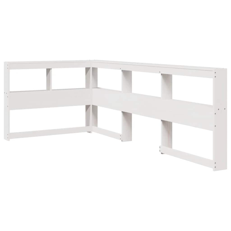 Kopfteil mit Bücherregal L-Form Weiß 75 cm Massivholz Kiefer