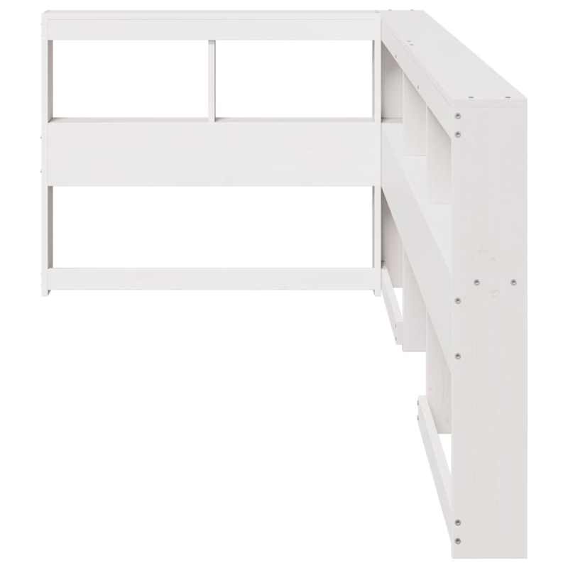 Kopfteil mit Bücherregal L-Form Weiß 75 cm Massivholz Kiefer
