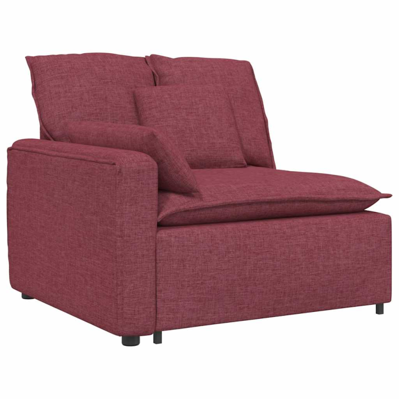 Modulares Sofa mit Fußhocker und Kissen Weinrot