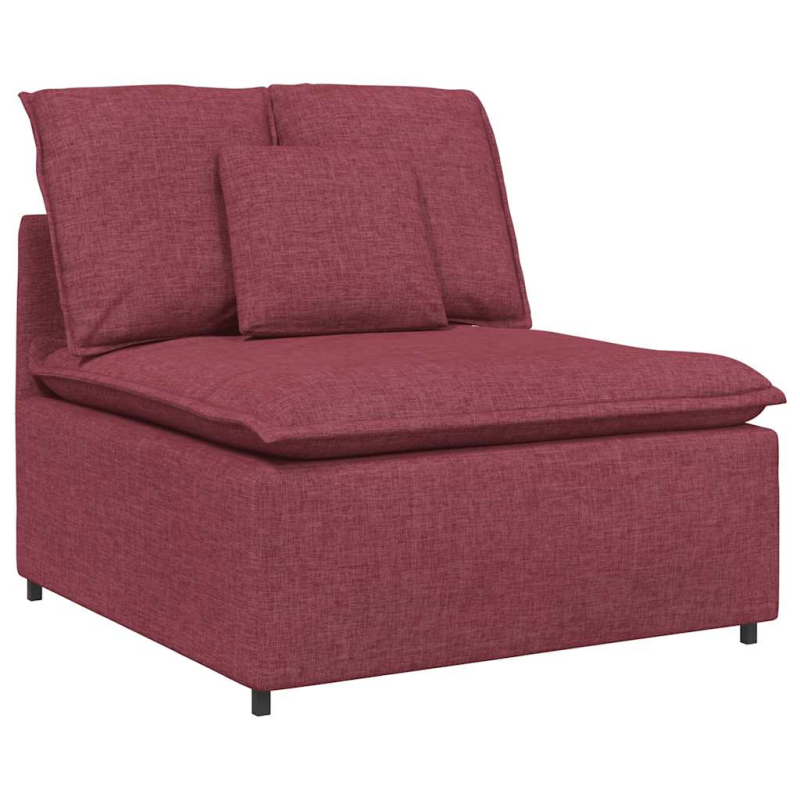 Modulares Sofa mit Fußhocker und Kissen Weinrot