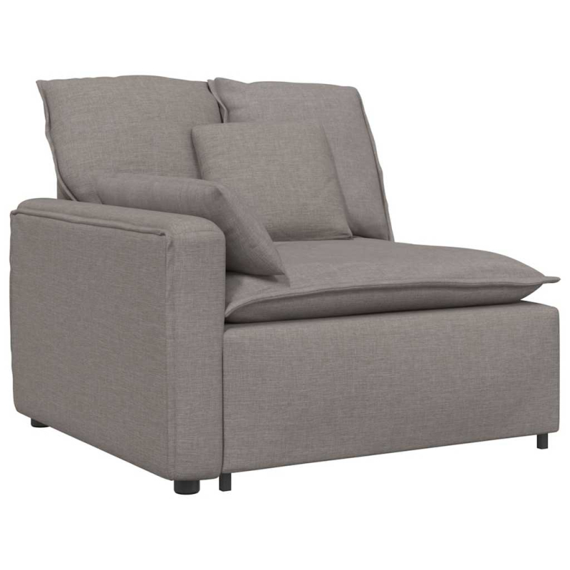 Modulares Sofa mit Fußhocker und Kissen Taupe
