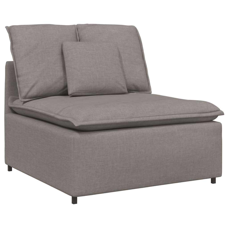 Modulares Sofa mit Fußhocker und Kissen Taupe