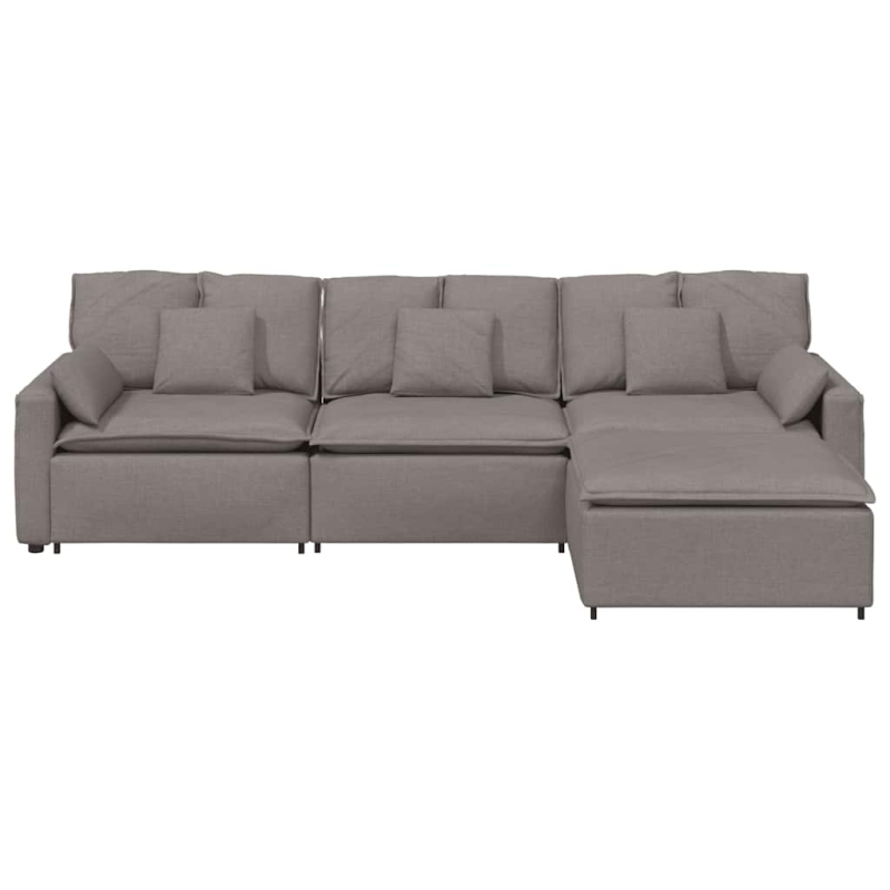 Modulares Sofa mit Fußhocker und Kissen Taupe