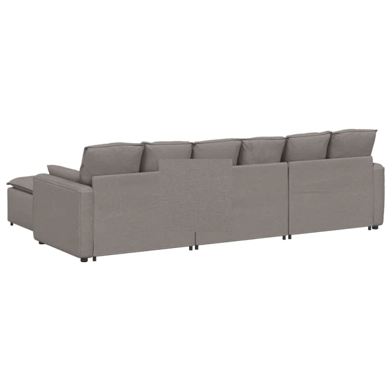 Modulares Sofa mit Fußhocker und Kissen Taupe