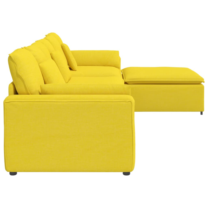 Modulares Sofa mit Fußhocker und Kissen Hellgelb