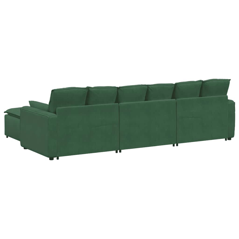 Modulares Sofa mit Fußhocker und Kissen Dschungelgrün