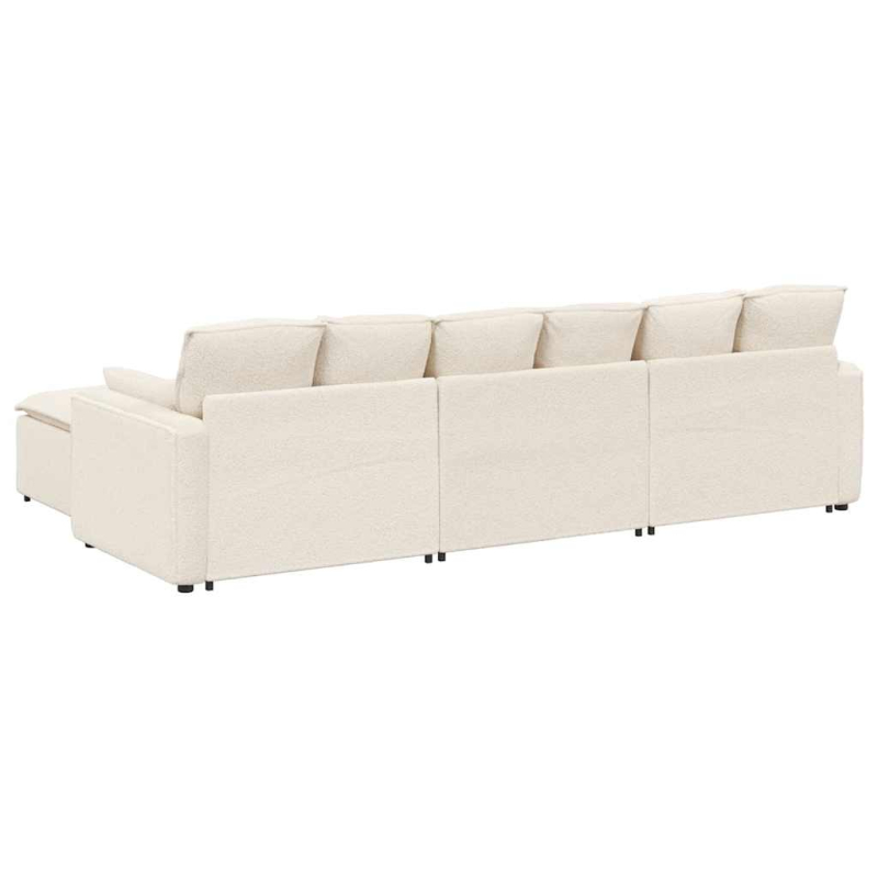 Modulares Sofa mit Fußhocker und Kissen Cream