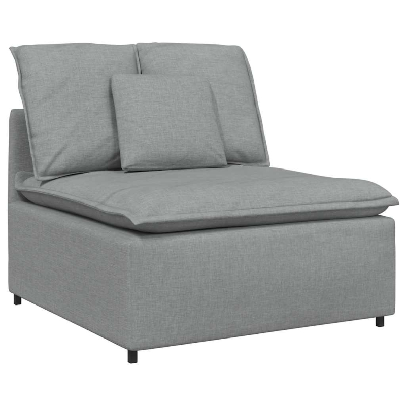 Modulares Sofa mit Kissen Stoff Hellgrau