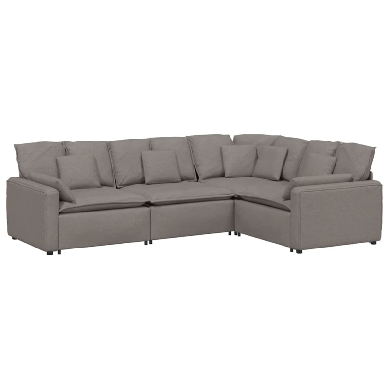 Modulares Sofa mit Kissen Stoff Taupe