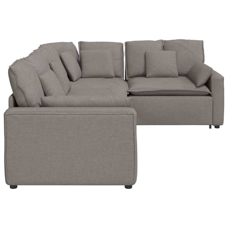 Modulares Sofa mit Kissen Stoff Taupe