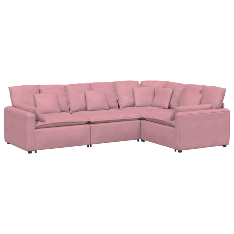 Modulares Sofa mit Kissen Samt Rosa