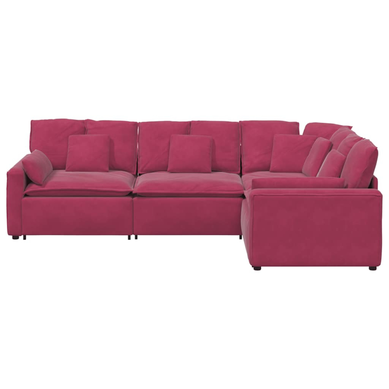 Modulares Sofa mit Kissen Samt Weinrot