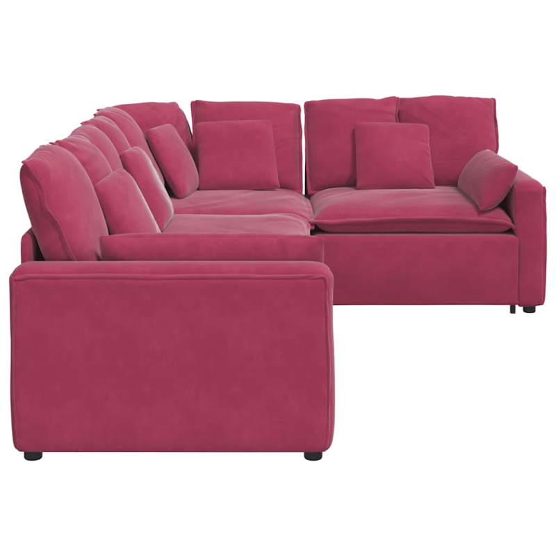 Modulares Sofa mit Kissen Samt Weinrot