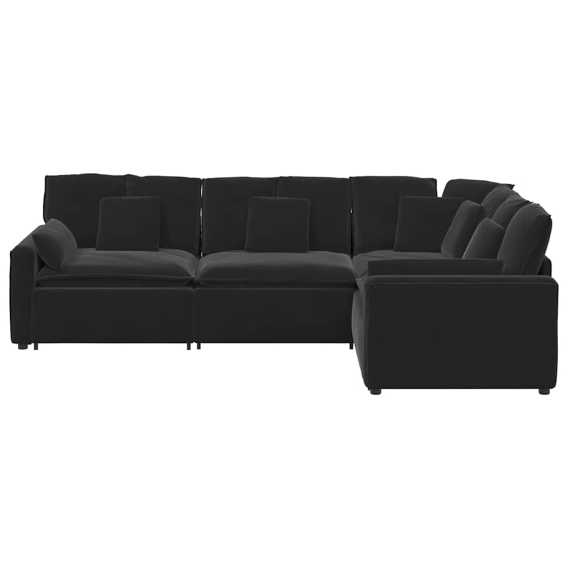 Modulares Sofa mit Kissen Samt Schwarz
