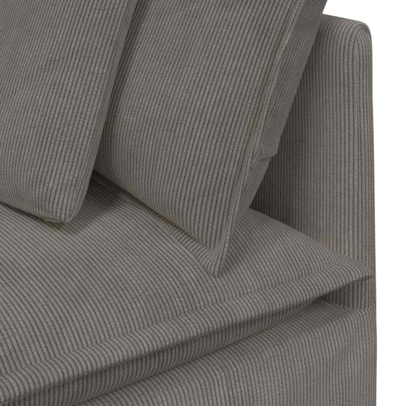 Modulares Sofa mit Kissen Cordstoff Hellgrau