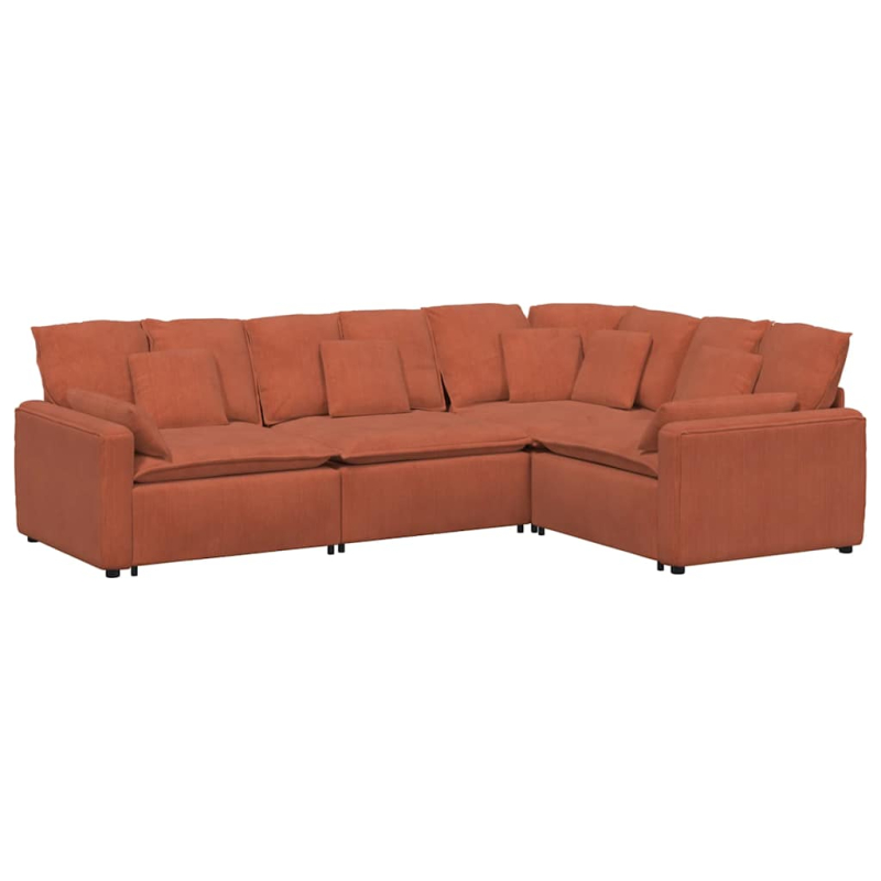 Modulares Sofa mit Kissen Cordstoff Rot Orange