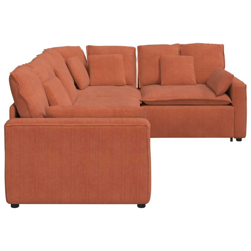 Modulares Sofa mit Kissen Cordstoff Rot Orange