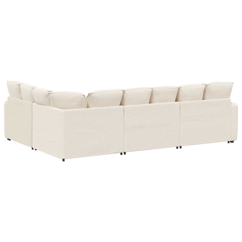 Modulares Sofa mit Kissen Stoff in Lammwolloptik Creme