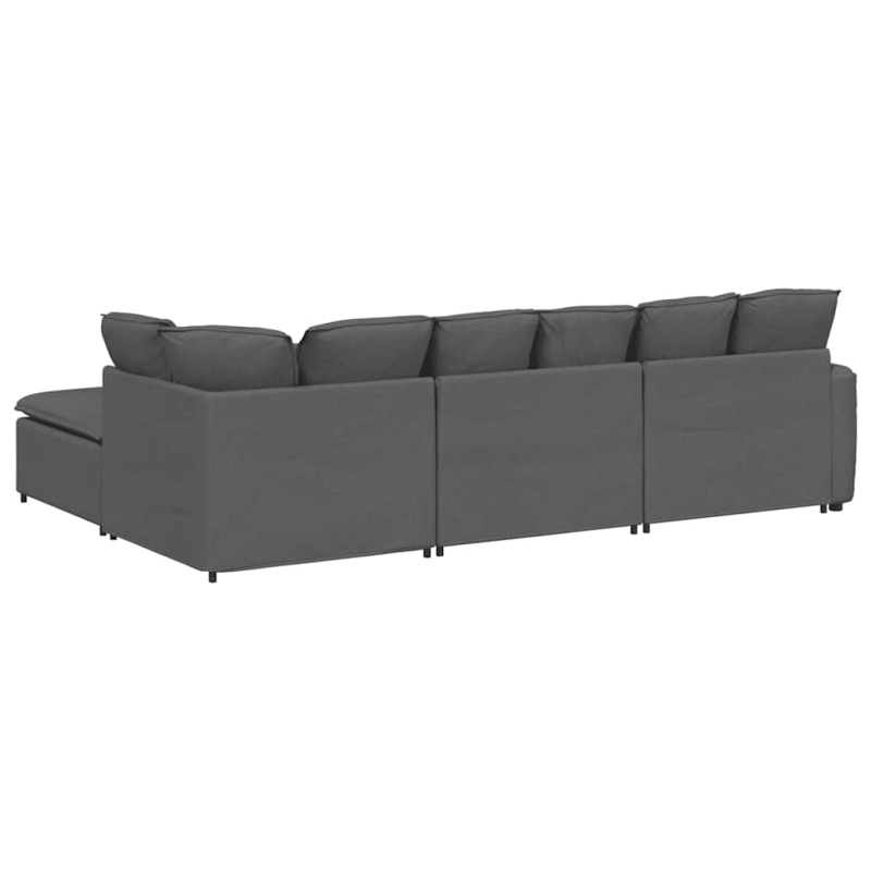 Modulares Sofa mit Fußhocker Kissen Stoff Dunkelgrau