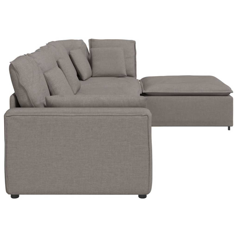 Modulares Sofa mit Fußhocker Kissen Stoff Taupe