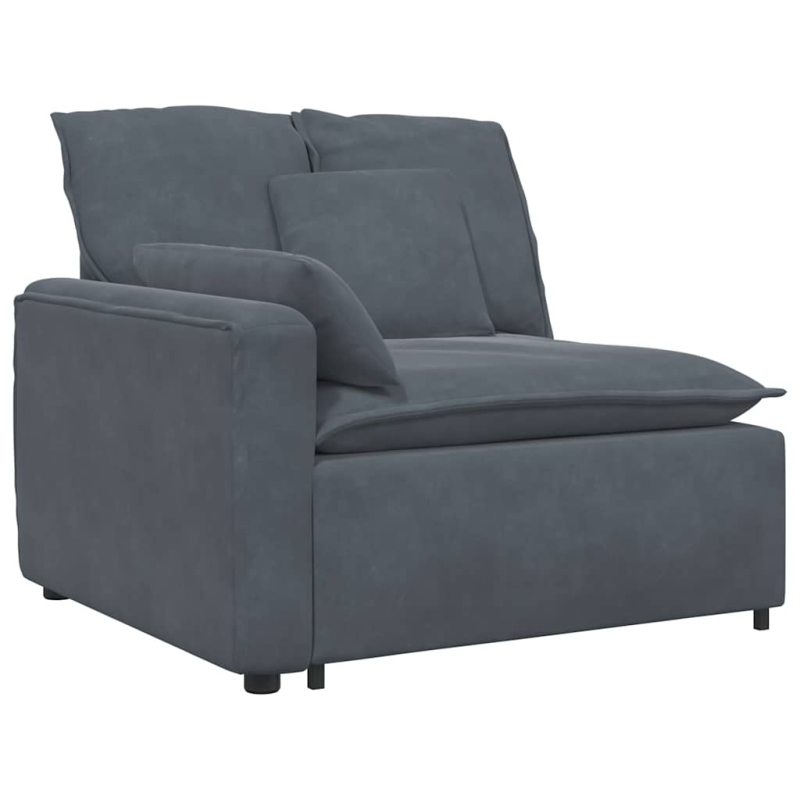 Modulares Sofa mit Fußhocker Kissen Samt Dunkelgrau