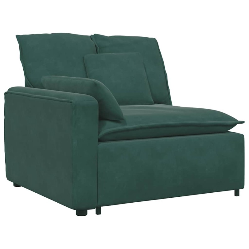 Modulares Sofa mit Fußhocker Kissen Samt Dunkelgrün