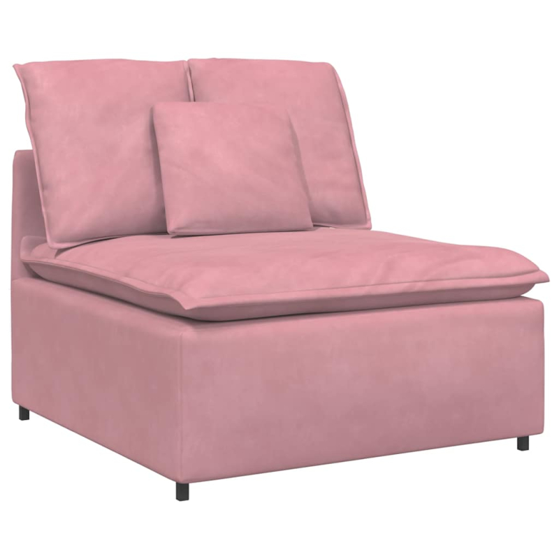 Modulares Sofa mit Fußhocker Kissen Samt Rosa