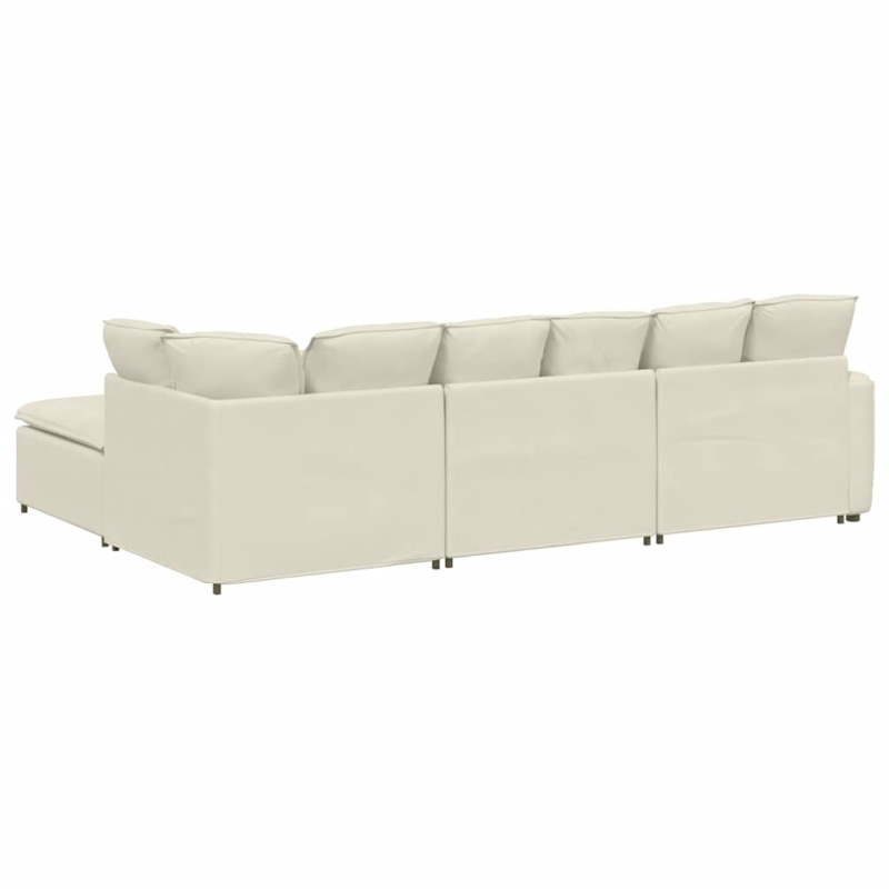 Modulares Sofa mit Fußhocker Kissen Samt Cream