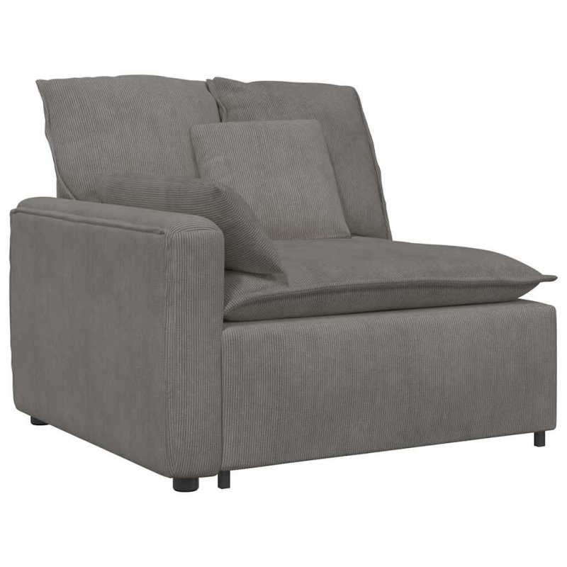 Modulares Sofa mit Fußhocker Kissen Cordstoff Hellgrau