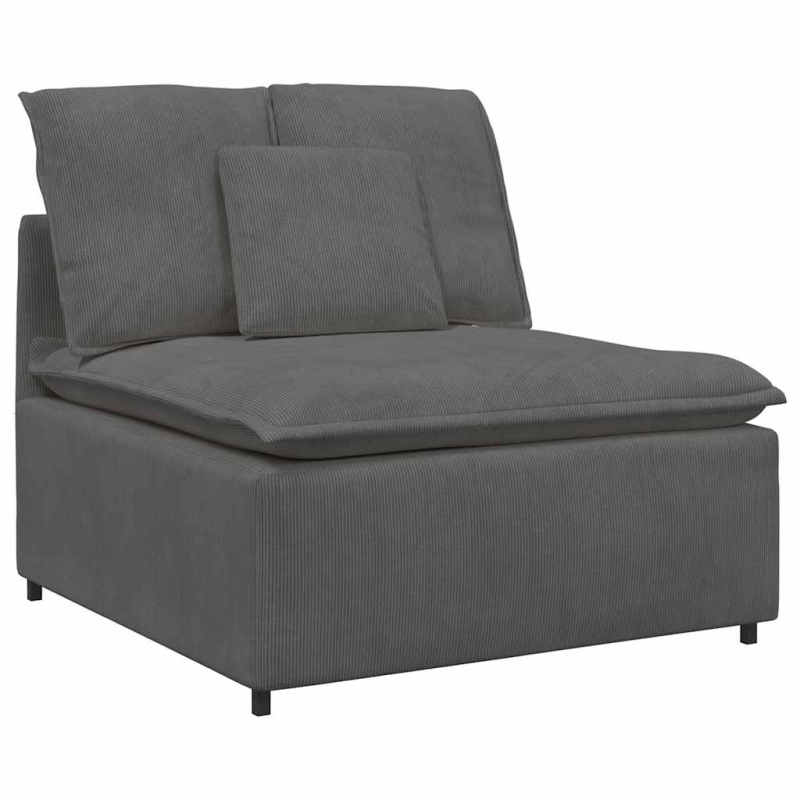 Modulares Sofa mit Fußhocker Kissen Cordstoff Dunkelgrau