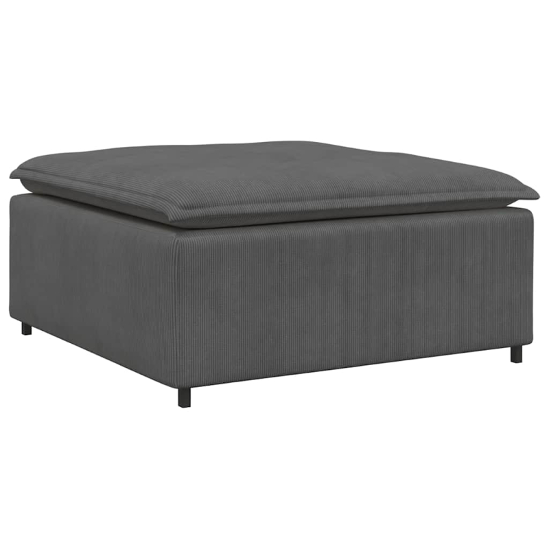 Modulares Sofa mit Fußhocker Kissen Cordstoff Dunkelgrau