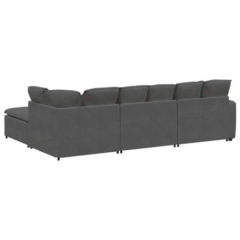 Modulares Sofa mit Fußhocker Kissen Cordstoff Dunkelgrau
