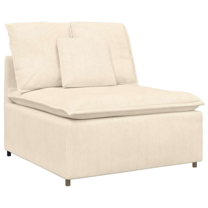 Modulares Sofa mit Fußhocker Kissen Cordstoff Creme