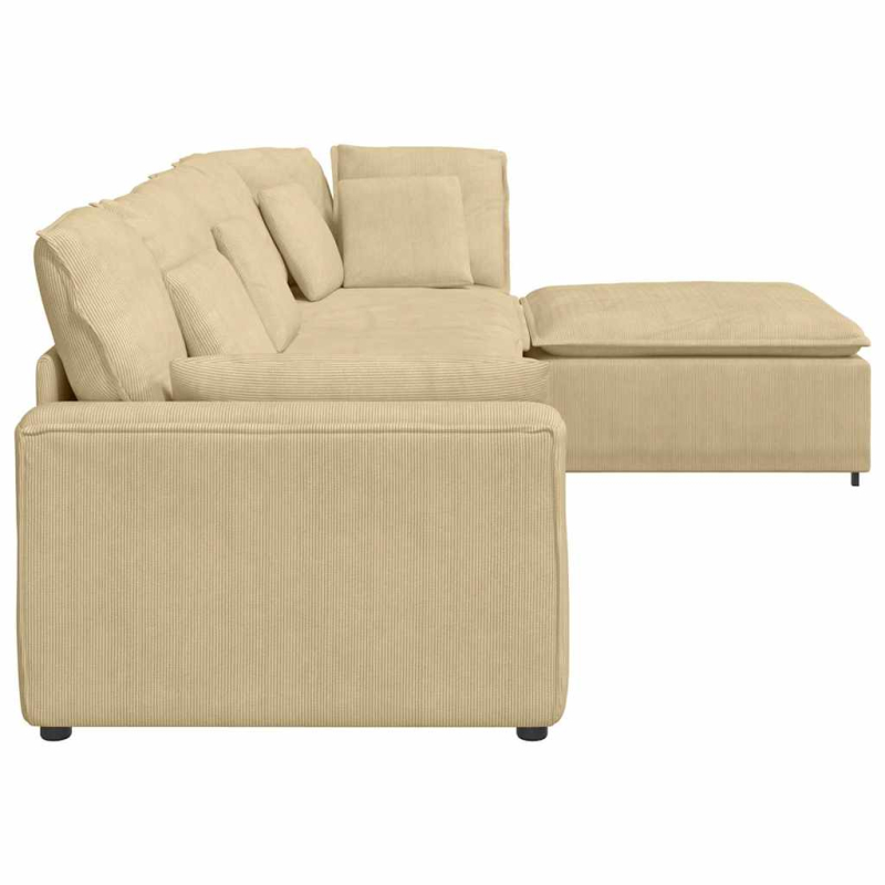 Modulares Sofa mit Fußhocker Kissen Cordstoff Hellgrün Grau
