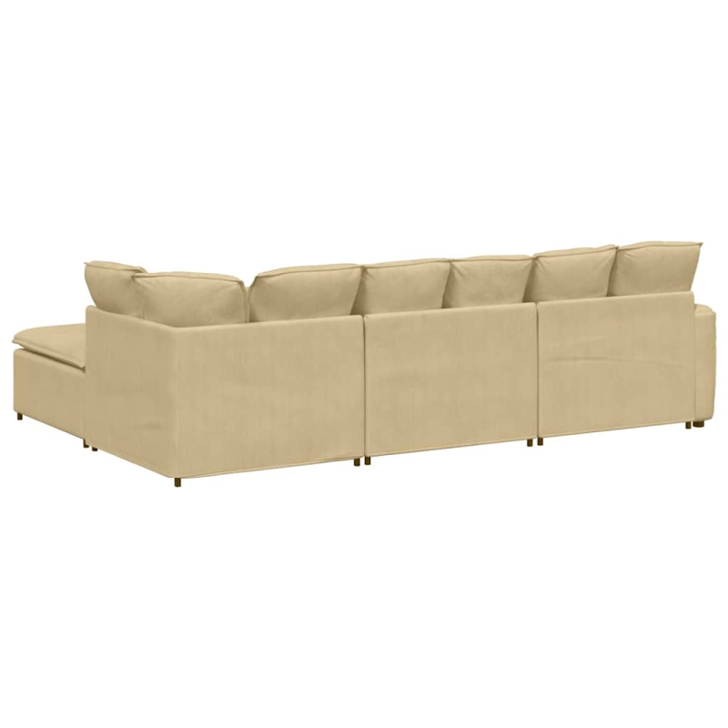 Modulares Sofa mit Fußhocker Kissen Cordstoff Hellgrün Grau
